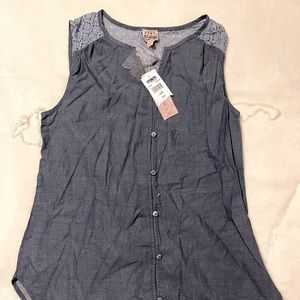 Denim Sleeveless Top w/ Detail